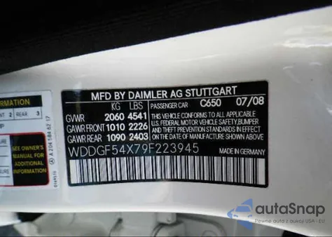 2009 Mercedes-Benz C300 из США, поврежденный, VIN WDDGF54X79F223945